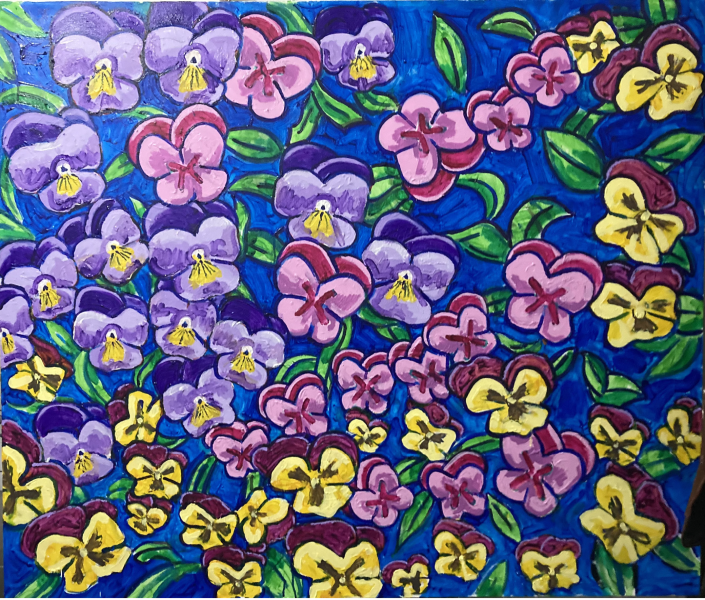 56 VarietiesofPansies,54x46",2022AC